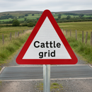 Premium Cattle Grid Sign - Post-Mounted Safety Signage for Public Roads with CE Mark Compliance