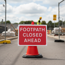 Professional Footpath Closed Ahead Sign for Pedestrian Safety with Scratch Resistant Face and Tear-Resistant Strap