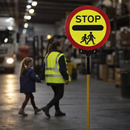 Reflective School Crossing Sign – 450mm Diameter – Collapsible Pole – Safety