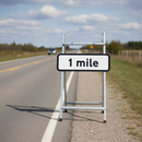 Professional 1 Mile Warning Sign for Road Works - Durable Face Only Design, 725x275mm Size with Color Options