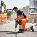 Premium Hi-Vis Shell Trousers with Mesh Lining, Reinforced Knees, and Adjustable Waist for Comfort and Visibility