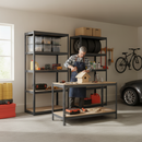Premium Shelving Units & Workbench Set - 1800mm High & 1600mm Wide - Grey