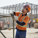 Premium Wheel Ratchet Safety Helmet with Integrated Safety Glasses - Vented