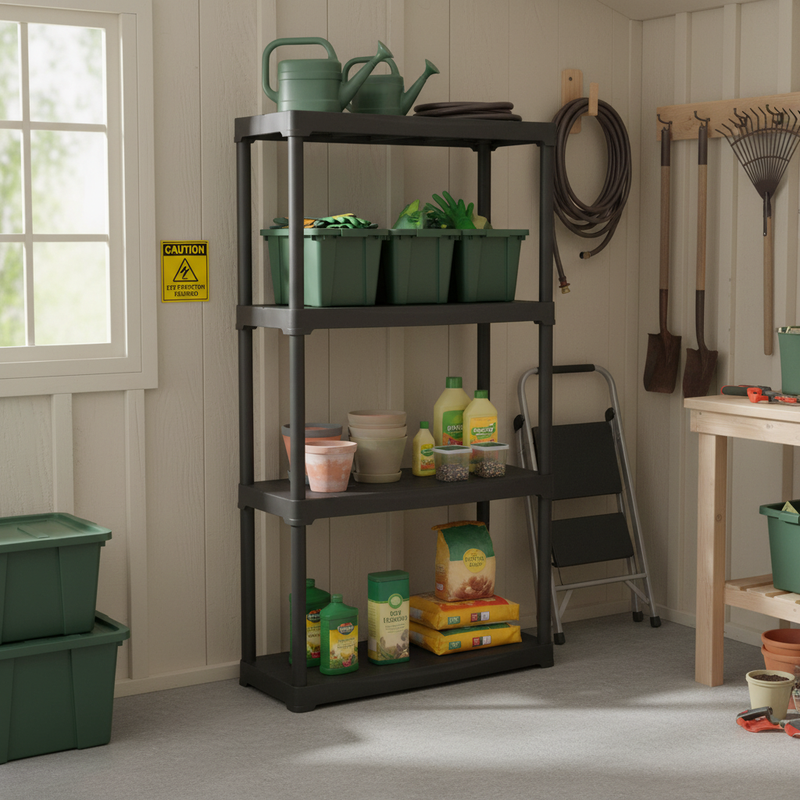 Premium Plastic Shed Shelving - 1330mm High - 20kg Capacity - Charcoal