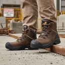 Premium Heavy Duty Safety Boot with Water-Repellent Leather Upper, Composite Toe Protector, and Breathable Mesh Liner for Ankle Support