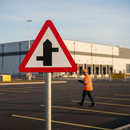 Professional Staggered Junction Ahead Post Mount Sign - 600mm for Enhanced Road Safety