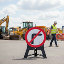 Professional No Right Turn Sign 750mm with RA1 Reflective Face and Durable Plastic Stand for Traffic Control