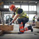 Professional Safe Trousers with Kneepad Pockets - Dark Navy/Hi-Vis Red