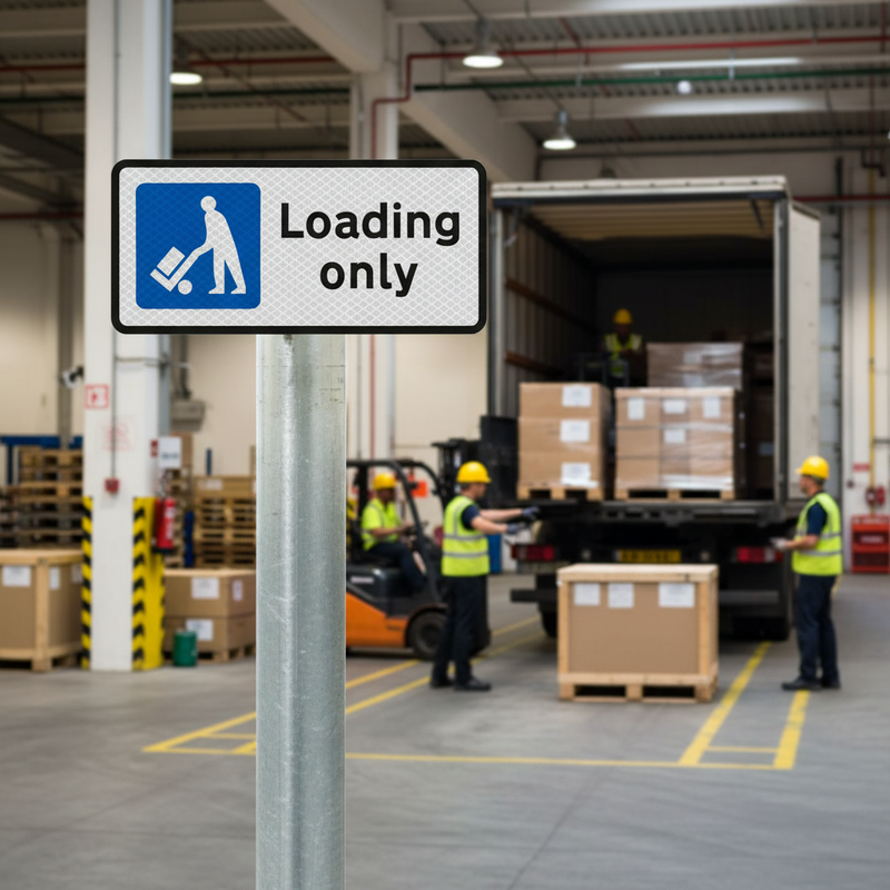 For Loading Sing Professional Loading Only Sign Post Mounted - Regulations Compliant fo