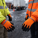 Thermal Work Gloves – High-Visibility Orange – Double Latex Coating – Cold Weather Protection