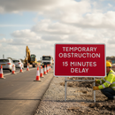 Premium Quick Fit Temporary Obstruction Sign for 15 Minutes Delay - 1050x750mm RA1 Face Only