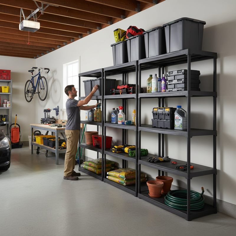 Heavy Duty Plastic Shelving Unit - 1760mm High - 20kg Capacity - Charcoal Finish