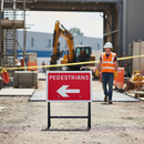 Premium Quick Fit Left Arrow Pedestrian Sign - 600x450mm Durable Plastic with Reflective Overlay