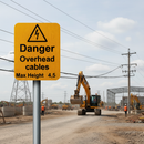 Premium Danger Overhead Cables Max Height Sign for Height Restriction Barriers - High-Quality Reflective Material with Wipeable Area