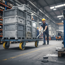 200mm Heavy Duty Swivel Plate Castor Towable with Polyurethane Tyre