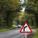 Professional Bend Ahead Post Mounted Warning Sign - Heavy Duty Traffic Safety with Supplementary Messaging Options