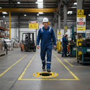 Premium High-Visibility Floor Sign - 430mm for Ear Protection Safety in Industrial Settings