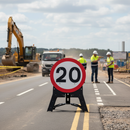 Professional 20mph Heavy Duty Sign with RA1 Reflective Face and QuickFit Stand - Ideal for Street Works Safety