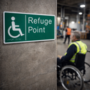 Braille Refuge Point Sign – 300mm x 150mm – PVC with Self-Adhesive – Emergency Use
