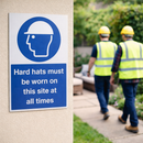 Safety Sign – Hard Hats Must Be Worn – 1mm Rigid Plastic – Indoor/Outdoor