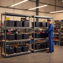 Heavy Duty Shelving with 12x 62L Plastic Storage Boxes - 1800mm High