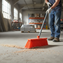 Professional Long Bristle Broom - Heavy Duty Orange Cleaning Tool for Efficient Sweeping