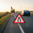 Professional Collapsible Road Narrows Both Roll-Up Traffic Sign with PVC Face and Galvanised Steel Frame for Highway Safety