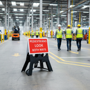 Premium Pedestrians Look Both Ways Safety Sign - Reflective Grade with QuickFit Frame for On-Site Setup, 600x450mm