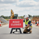 Premium Road Closed Sign 1050x750mm - Durable Plastic Frame with Toggle System for Quick Deployment