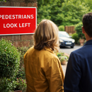 Pedestrian Look Left Sign – 1mm Rigid Plastic – Indoor/Outdoor Use