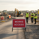 Professional Heavy Duty Works Access Road Sign 1050x750mm with Engineer Grade Retroreflective Face