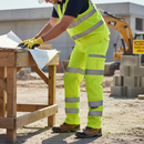 Professional Heavy Duty Hi Vis Yellow Combat Trousers with Multi-Pockets and Knee Pad Pockets for Enhanced Utility and Comfort