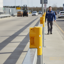 Premium Yellow Plastic Pedestrian Scroll End Cap with Reflectors for Safety and Visibility