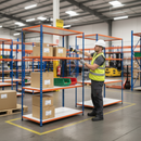 Premium 4x Industrial Shelving - 1980mm High - 340kg Capacity - Melamine - Blue & Orange