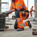 High-Performance Hi-Vis Trousers with Kneepad Pockets - Orange/Dark Navy
