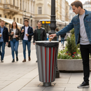 Premium Heavy Duty Litter Bin 80L Capacity with Steel Construction for Urban Use