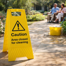 Caution Area Closed Sign – 300mm x 600mm – Polypropylene – Indoor/Outdoor Use