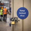 Keep Locked Shut Labels – 100mm x 100mm – Self Adhesive Vinyl – Indoor Use
