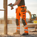 High-Performance Trousers with Holster Pockets - Hi-Vis Orange/Moss Green