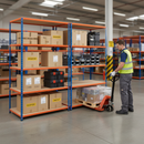 Heavy Duty Industrial Shelving - 1980mm High - 340kg Capacity - Chipboard - Blue & Orange