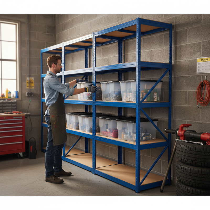 Premium 4x Shelving Units - 1800mm High - Blue with 8x 24L Plastic Storage Boxes