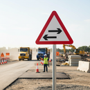 Professional Two-Way Traffic Crossing Post Mounted Sign with Diagram 522 for Enhanced Road Safety - Available in Multiple Sizes