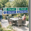 Fire Exit Window Sticker – 300mm x 100mm – Face Adhesive Vinyl – Indoor/Outdoor Use