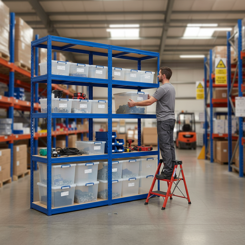 Premium Shelving Unit with 12x 33.5L Storage Boxes - 2130mm High