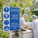 Safety Signs – Protective Clothing/Wash Hands – 1mm Rigid Plastic – Indoor/Outdoor