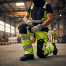 Premium High-Performance ARC Flash & Fire Retardant Trousers with Kneepad Pockets - Hi-Vis Yellow/Dark Navy