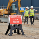 Professional Pedestrians Look Right Sign - 600x450mm High-Performance Reflective Plastic for Safe Crossings