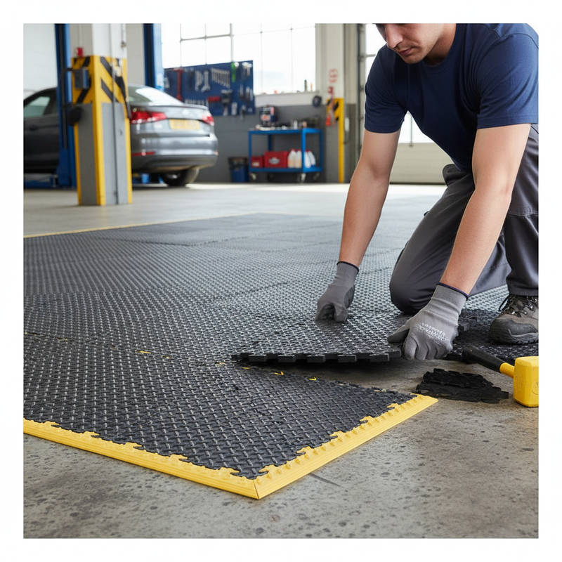 Heavy Duty Interlocking Floor Tiles Kit - Checker Plate Surface