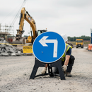 Premium Turn Left Ahead Sign 750mm - Durable Plastic with Reflective RA1 Grade for Road Safety