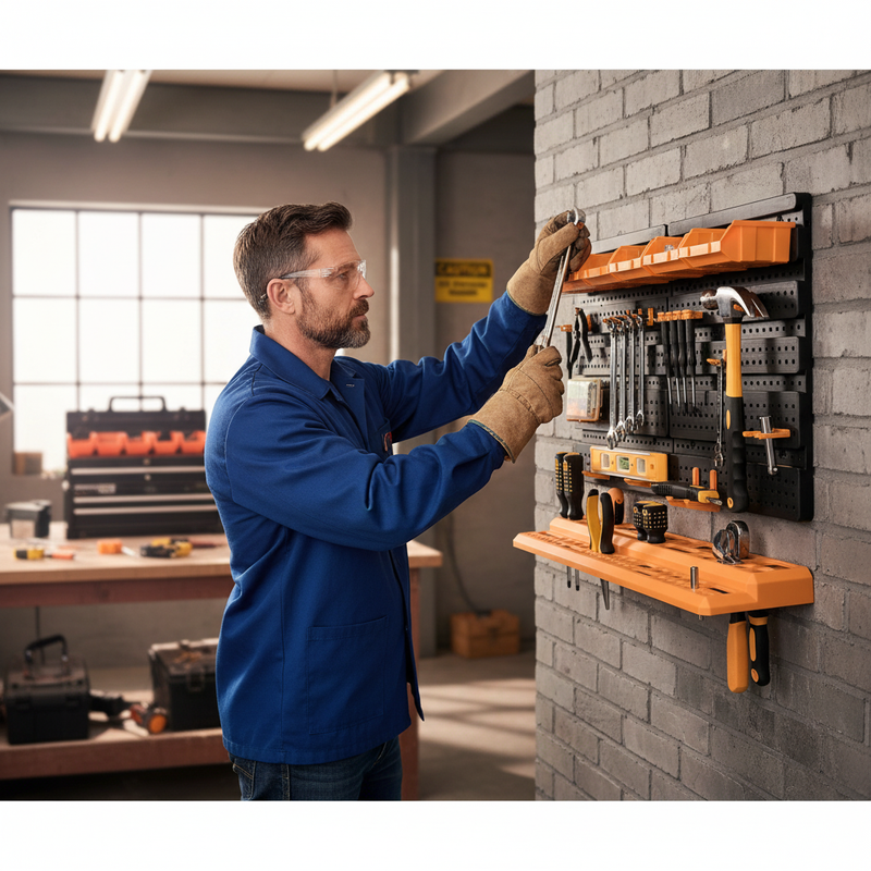 Wall Mounted Tool Rack Organizer with Parts Bins for Garage and Workshop